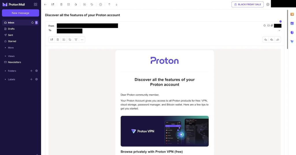 Proton Mail mail openen